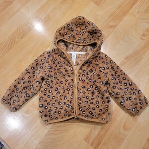Little Me Sherpa Teddy Cheetah Print Full Zip Hooded Coat Size 18 Months